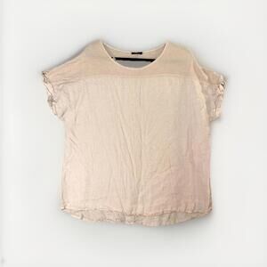 LUNGO L'ARNO Linen Knit Pink Oversized Top Short Sleeve Euro Cottage Earthy 2X
